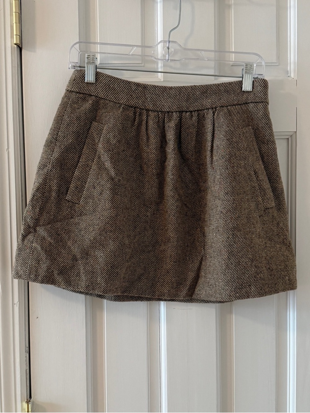 J. CREW Women’s Light Brown 100% Wool Side Pocket Mini Skirt Size 0